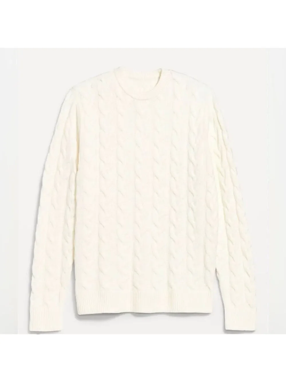 Old Navy Men’s Sosoft Crew-Neck Cable-Knit Sweater NWOT L Tall Cream Winter